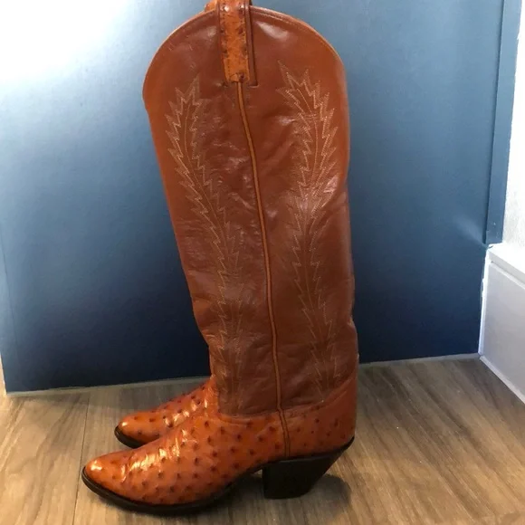 Larry Mahan Vintage Western Full Quill Ostrich Boots - Picture 5 of 15